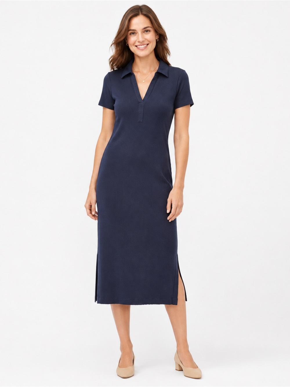 Boden Polo Ribbed Dress Navy US 10